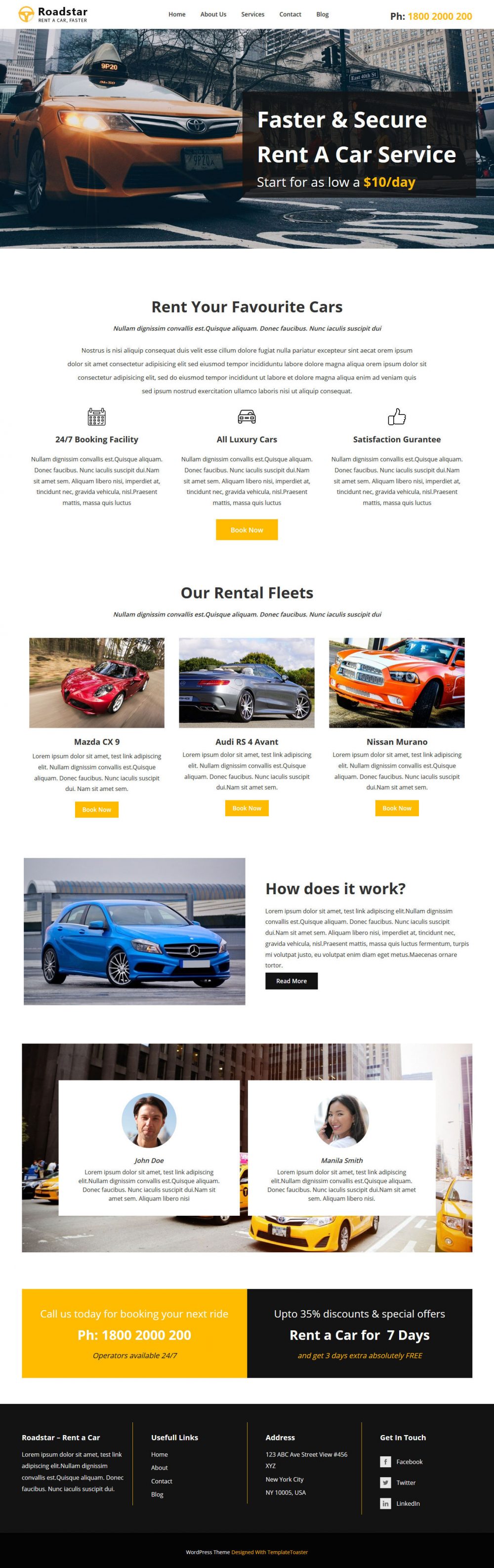 roadstar car rental services html template