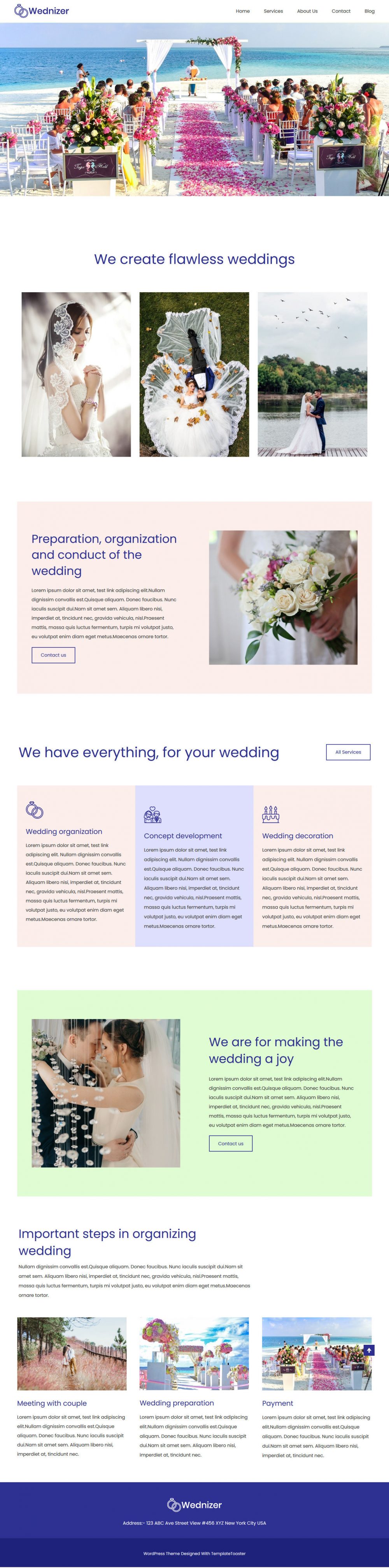 wednizer wedding organizer agency wordpress theme