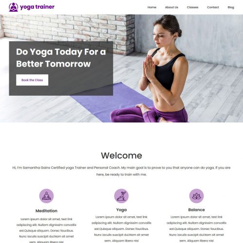 yoga trainer blogger template