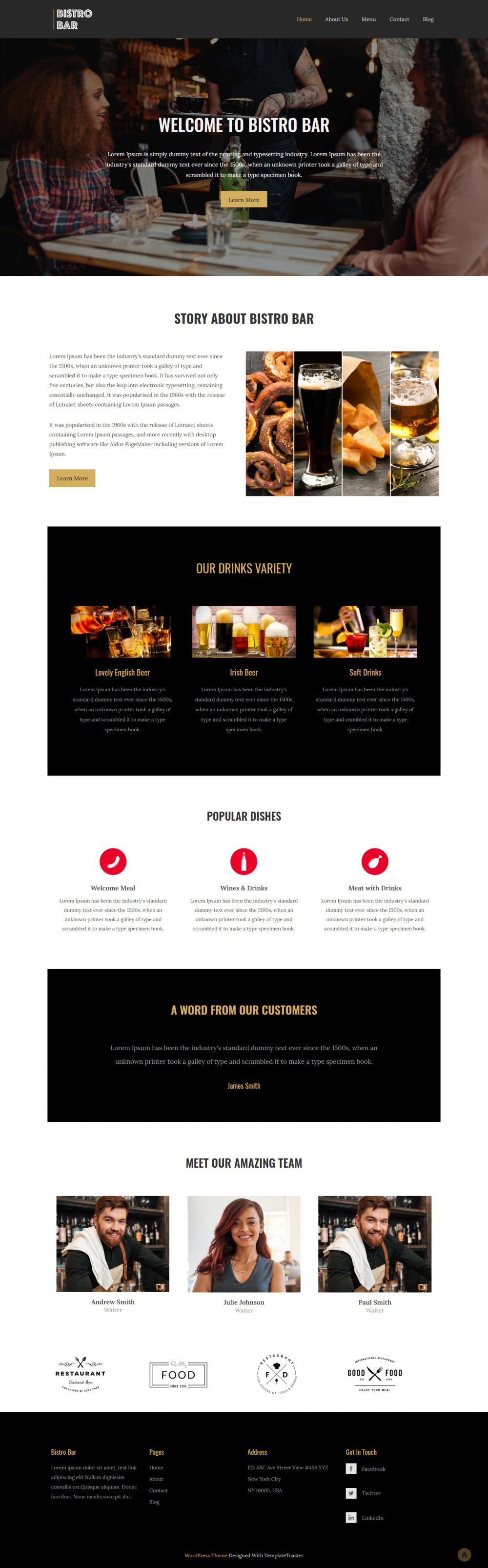 Bistro Bar - Restaurant & Club Joomla Template