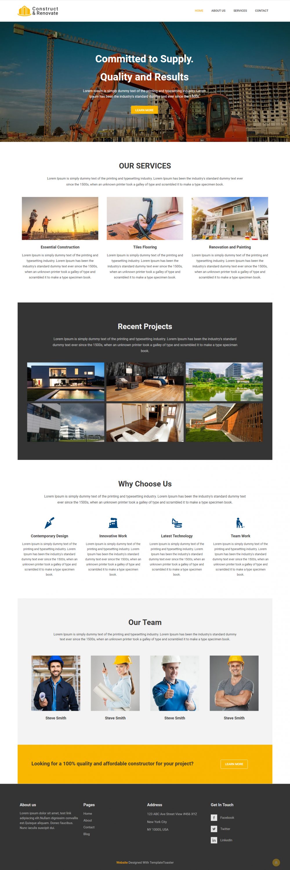 Construct & Renovate -- Construction Company Blogger Template