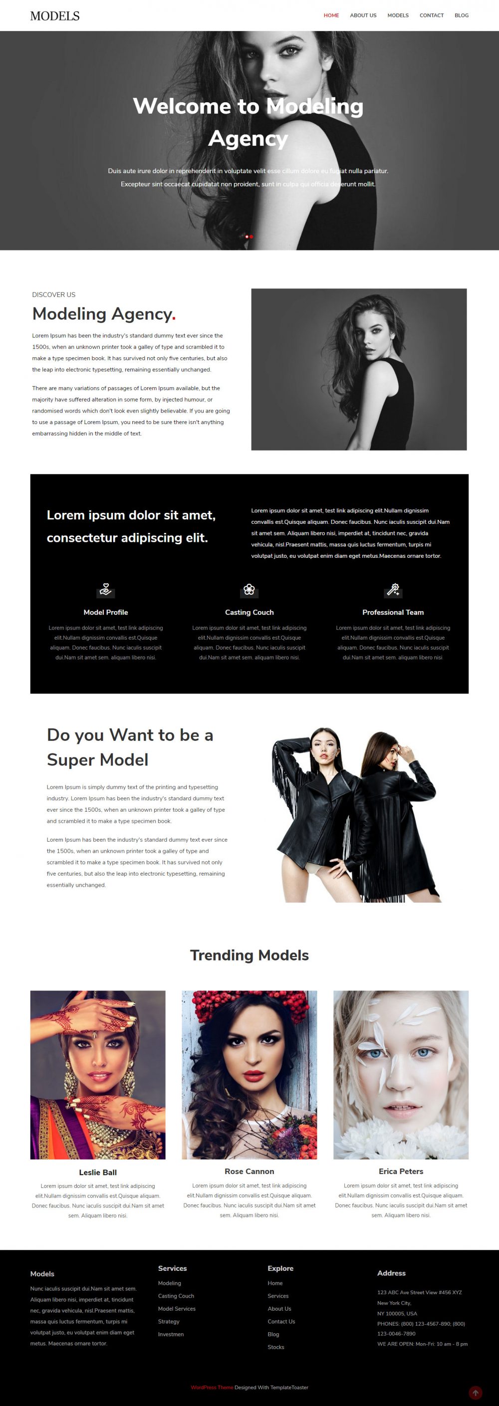 Models - Fashion & Modeling Agency WordPress Theme