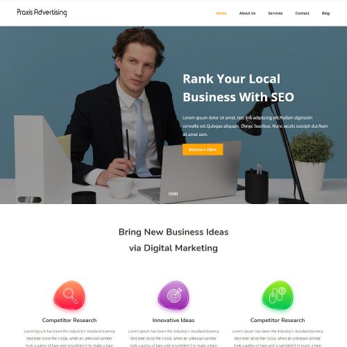 Praxis Advertising - Digital Branding & Advertising Agency Joomla Template