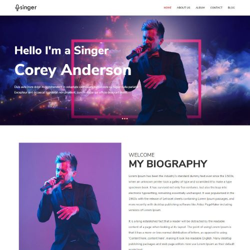 Singer - Portfolio & Biography WordPress Theme