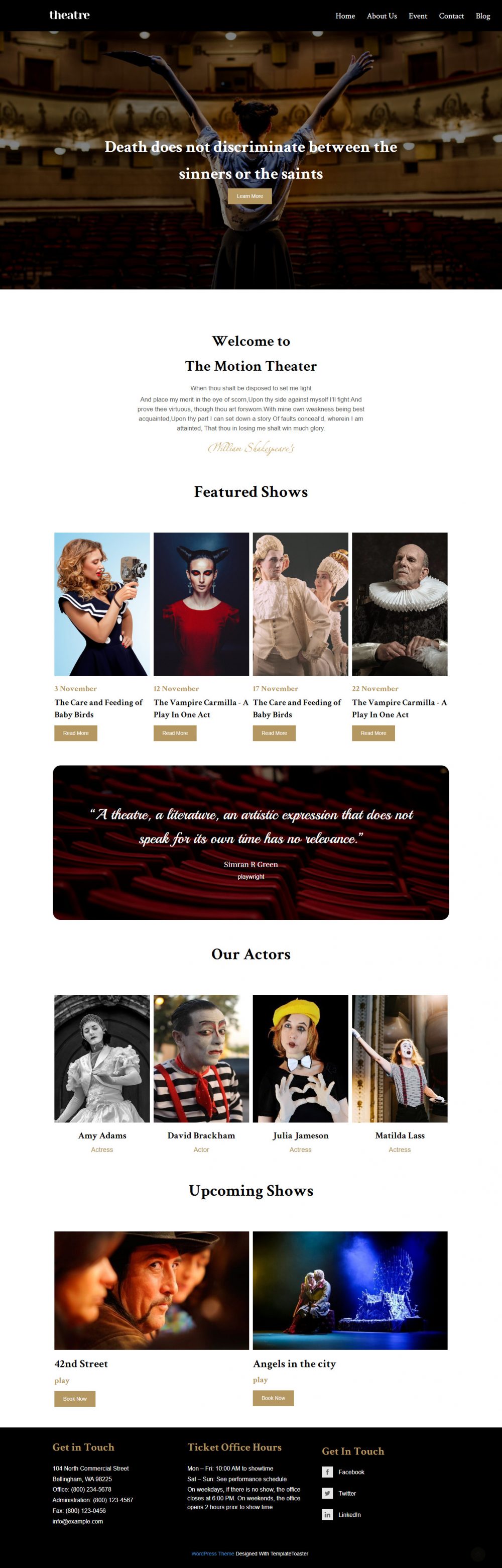 Theater & Art Event joomla Template