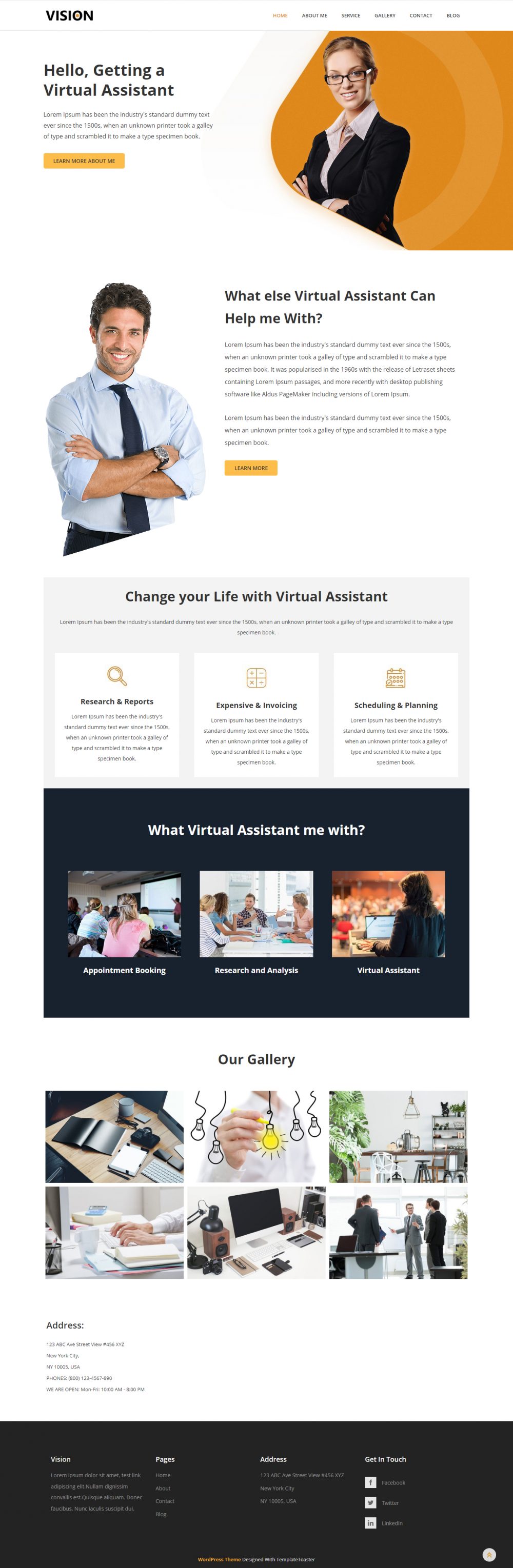 Vision- Virtual Assistant WordPress Theme