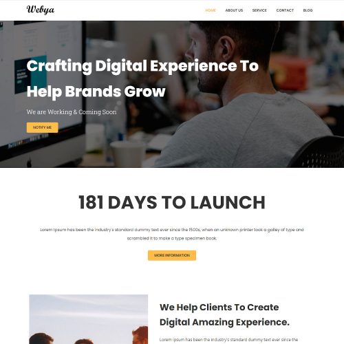 Webya - Web Agency Coming Soon One Page WordPress Theme