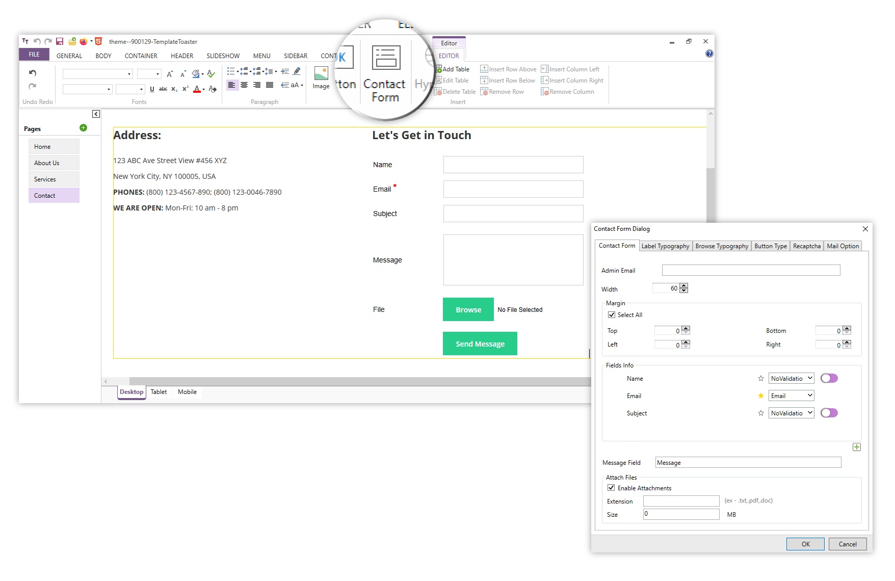 Advance contact forms can be made with html website builder