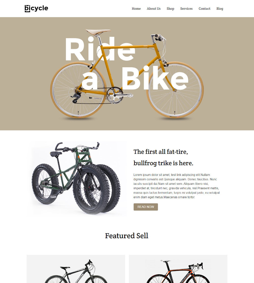 Bicycle Online Cycle Store WordPress Theme TemplateToaster