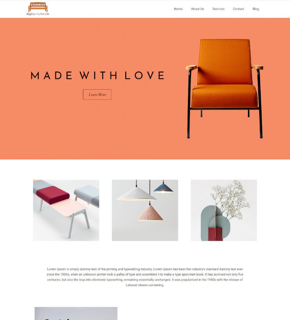 Big Furniture Handmade Furniture Store Drupal Theme TemplateToaster