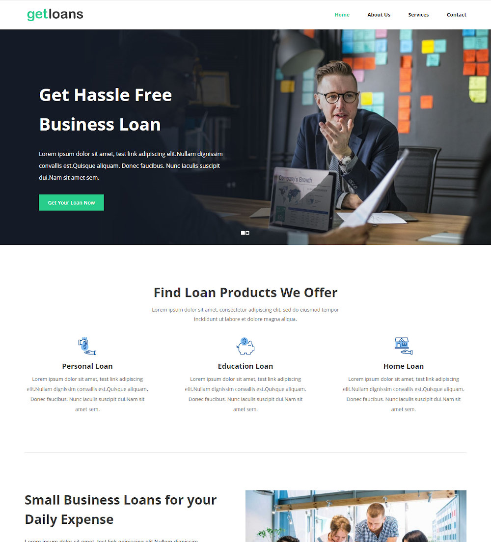Get Loan - Business, Personal & Education Loan Service WordPress Theme