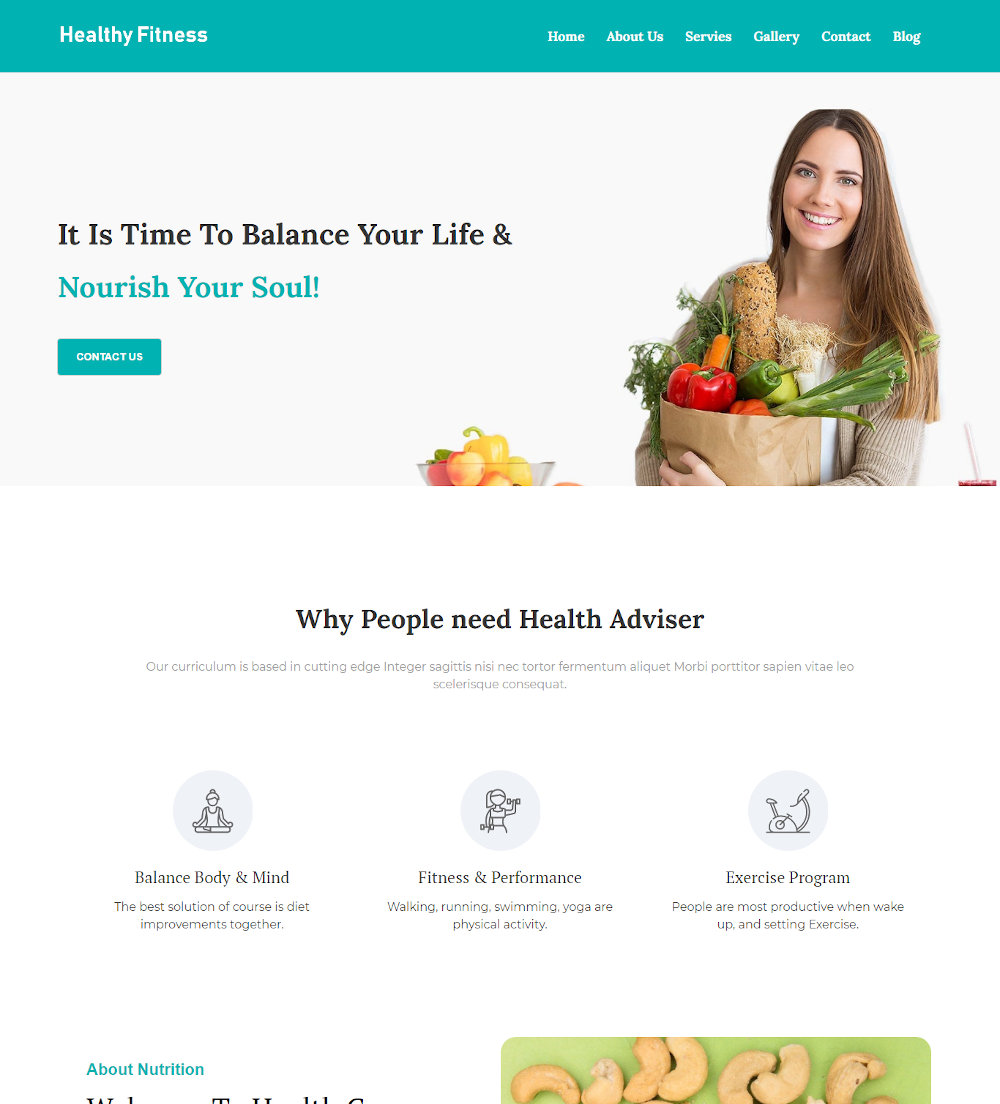 Healthy Fitness - Nutrition Health Professionals Drupal Theme