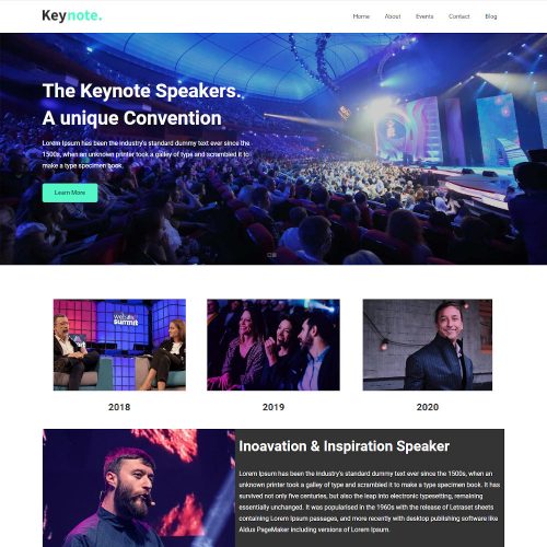 Key Note - Innovation & Inspiration Speaker WordPress Theme