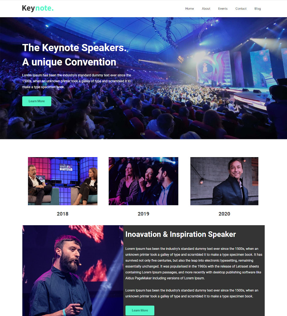 Key Note - Innovation & Inspiration Speaker WordPress Theme