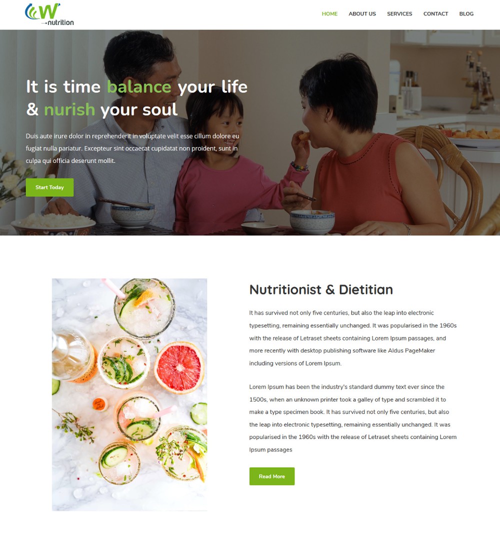 Nutrition Diet Health Care Advisor Drupal Theme