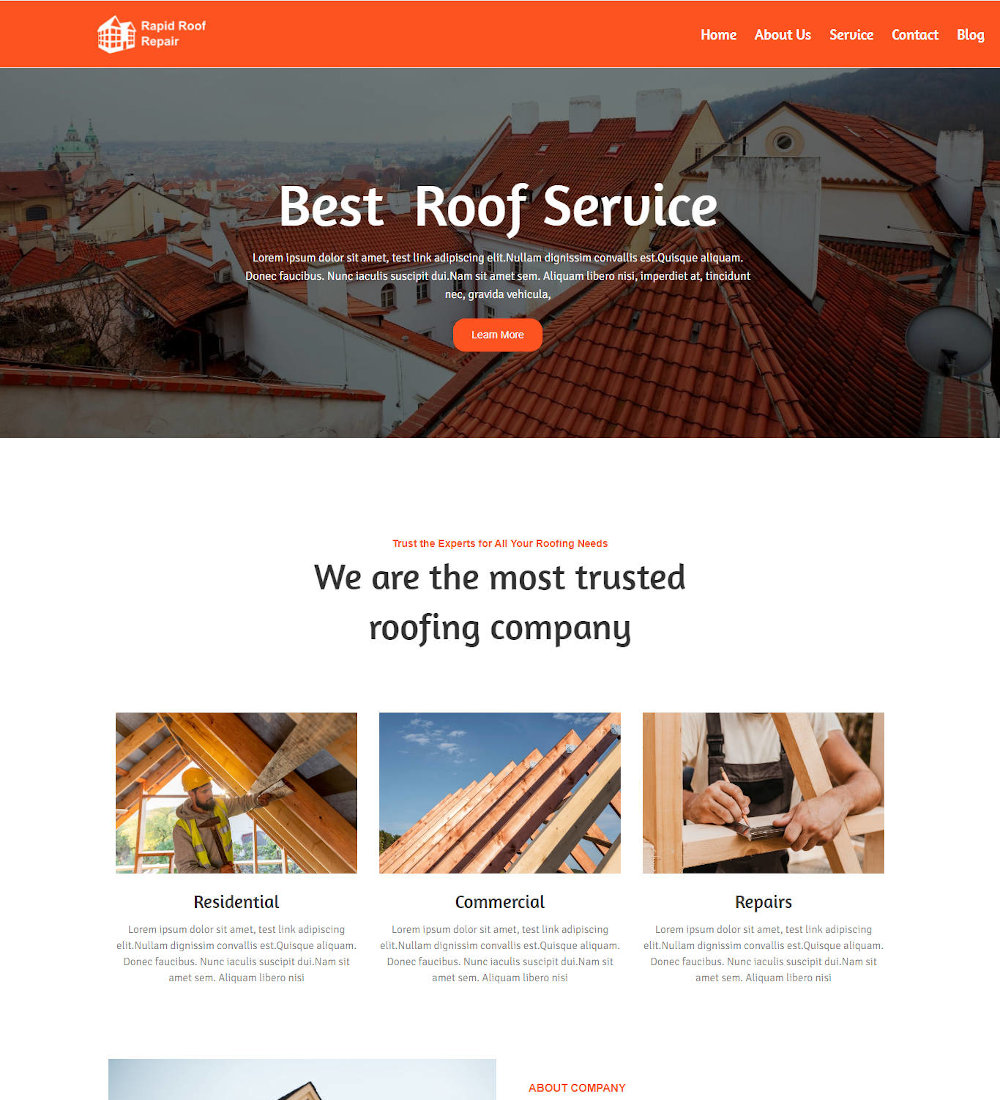 Roofsy - Roofing Service WordPress Theme