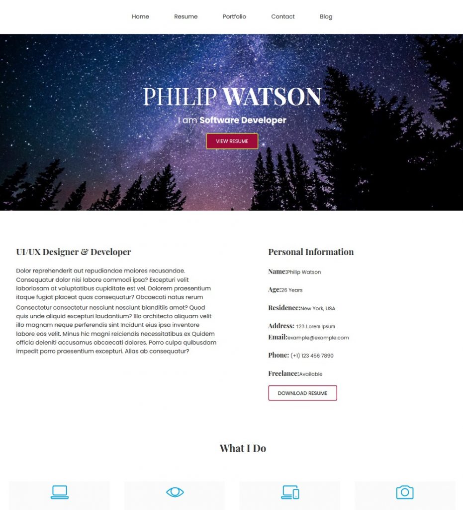 Watson - Resume for Developer Drupal Theme - TemplateToaster