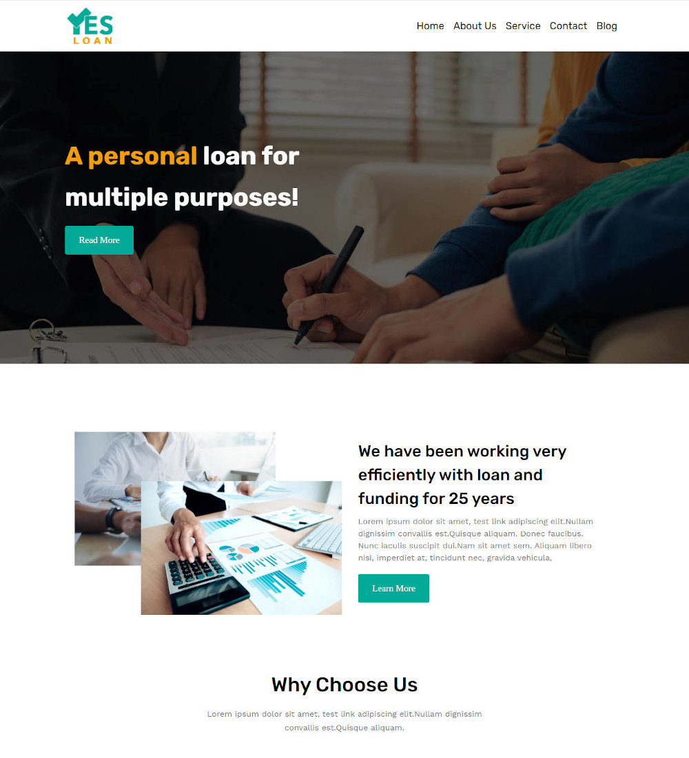 Yes Loan - Loan and Credit Card Agency WordPress Theme