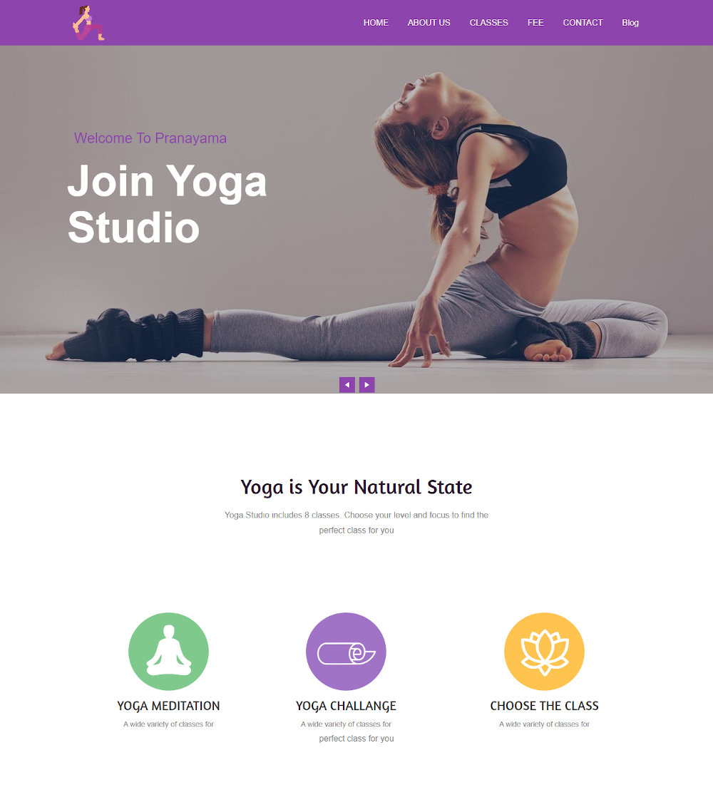 Choose from hundreds of yoga classes WordPress Theme