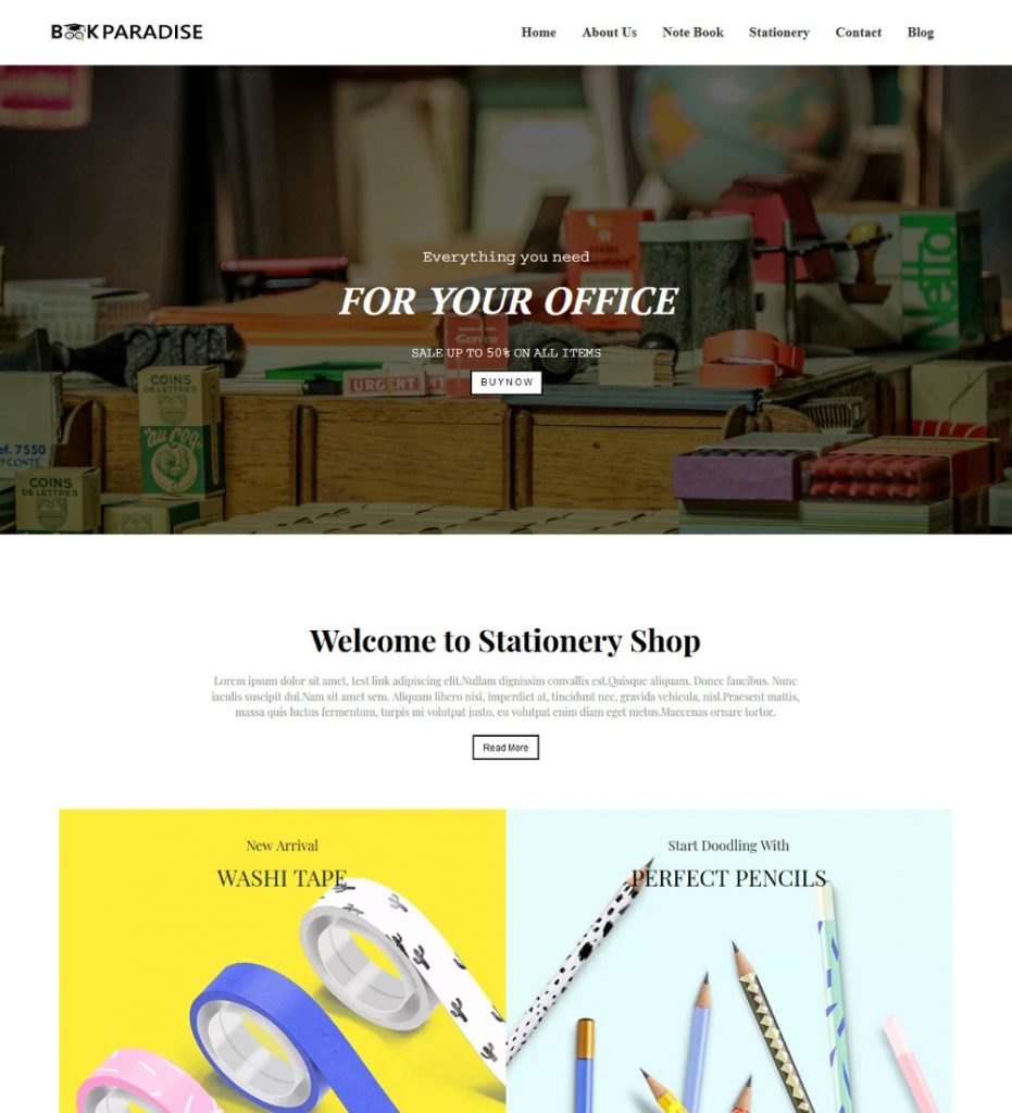 Book Paradise Stationery Joomla Template TemplateToaster