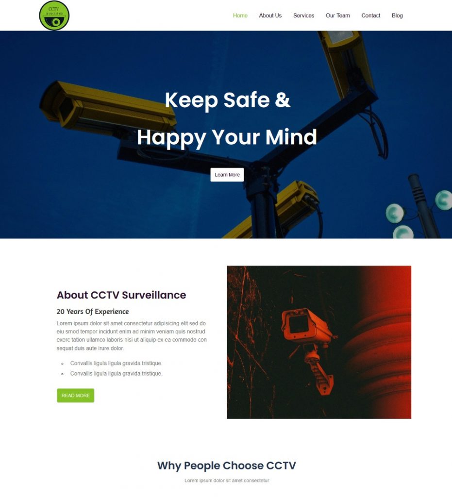 CCTV Camera & Security Services Joomla Template TemplateToaster