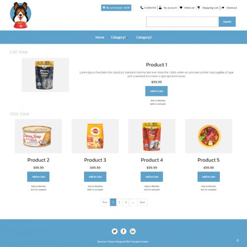 Doggy Shoppe - Online Pet Food Store OpenCart Theme