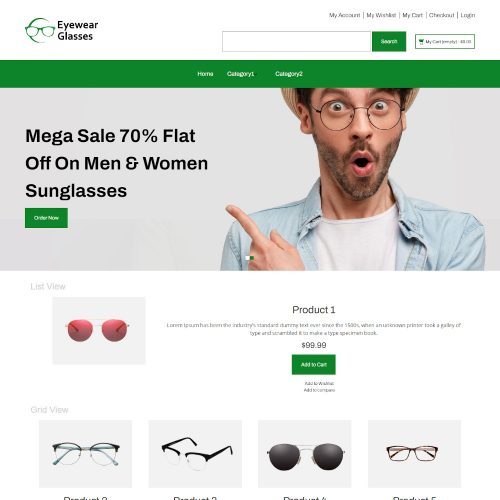 Eyewear Glasses - Online Sunglasses Store Magento Theme