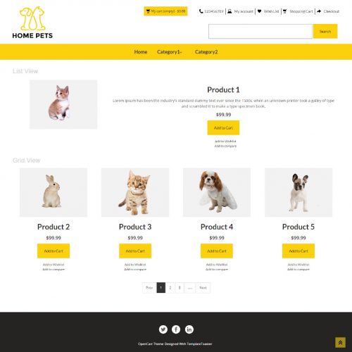Home Pets - Online Pet Shop OpenCart Theme