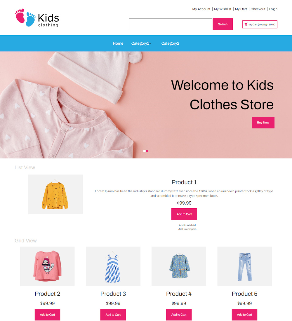 Kids Clothes Online Store Magento Theme