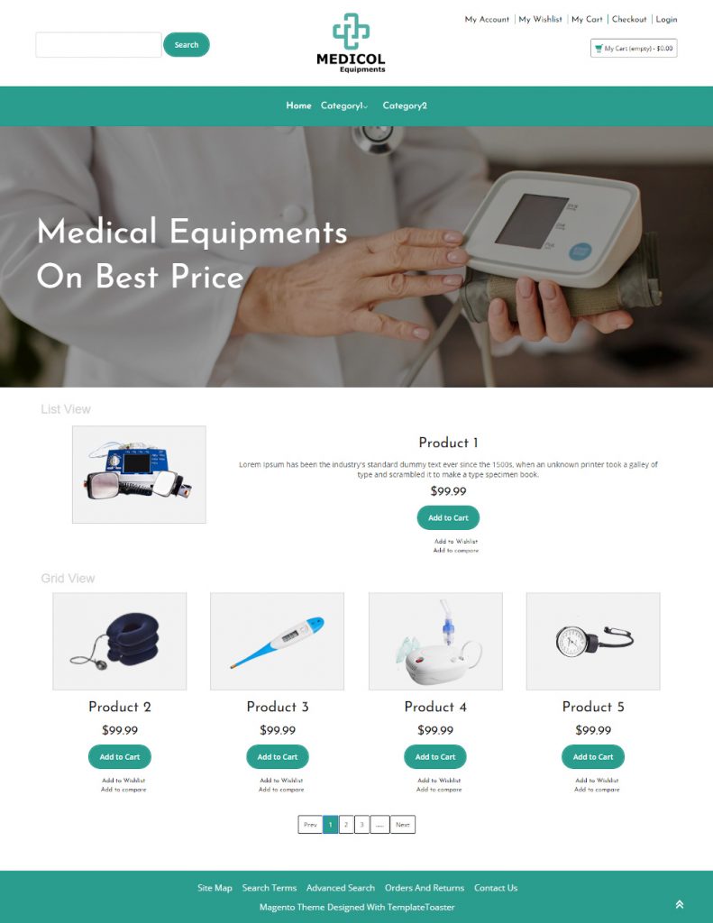 Medicol Online Medical Equipment Store Magento Theme TemplateToaster