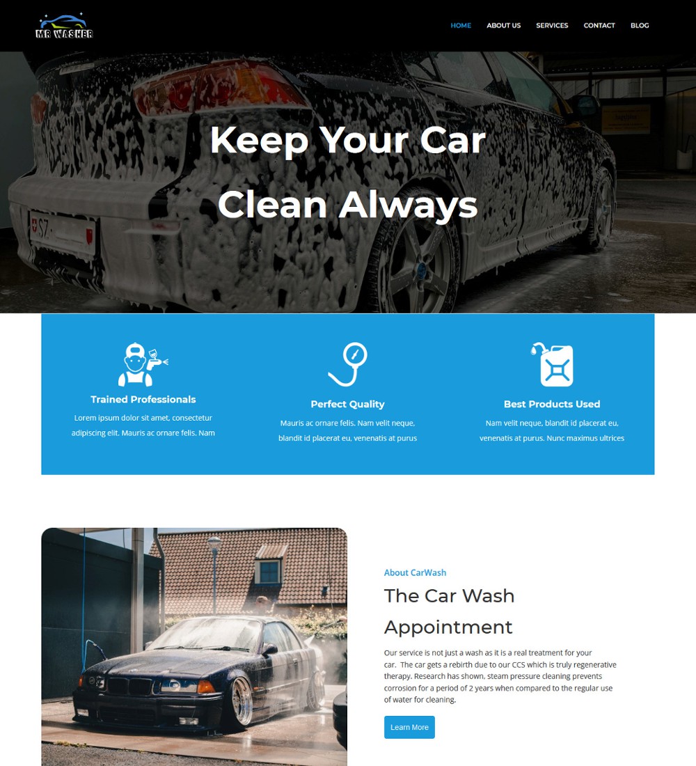 Mr Washer - Car Washing Service Joomla Template