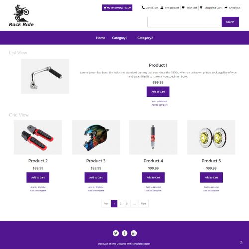 Rock Ride - Bike Accessories Store OpenCart Theme