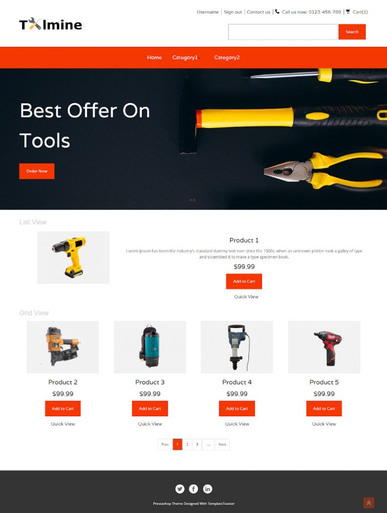 Toolmine - Online Tools Store PrestaShop Theme - TemplateToaster