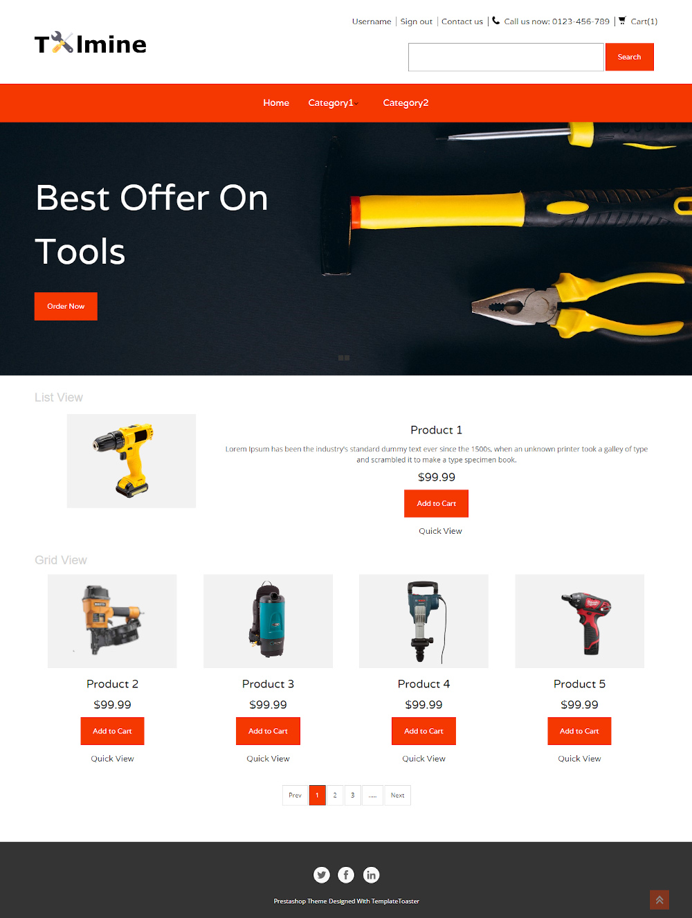 Toolmine Online Tools Store PrestaShop Theme TemplateToaster