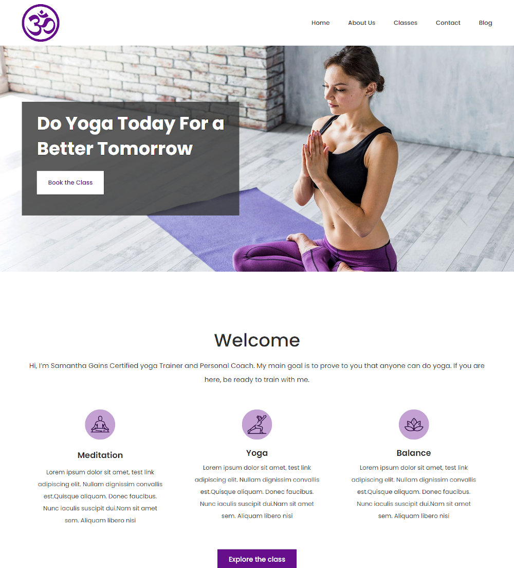 Yogium - Meditation & Yoga Classes Joomla Template