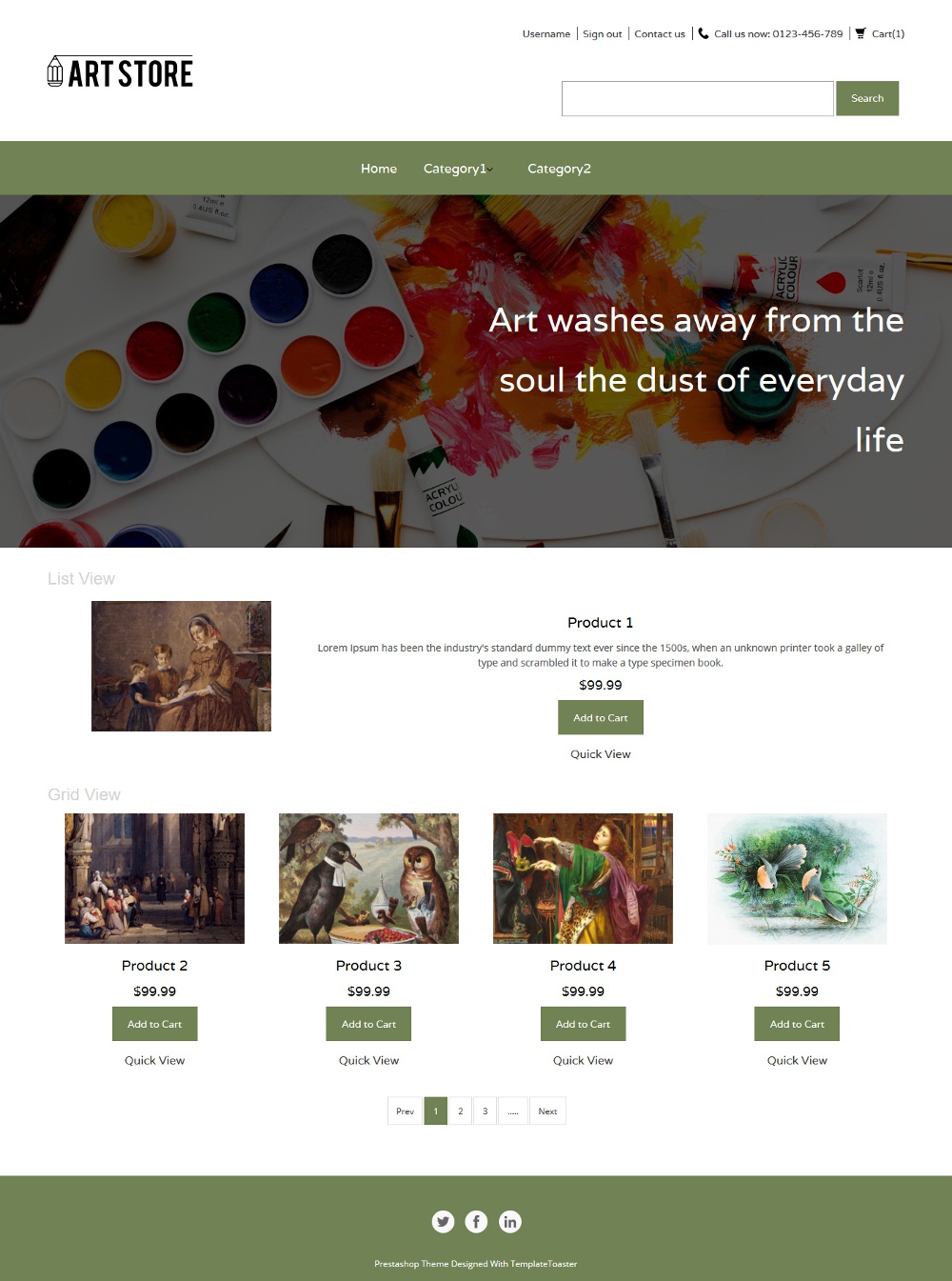 arts and painting online store prestashop theme