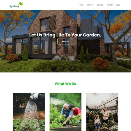 Gardening and landscaping Joomla template homepage design for garden service businesses