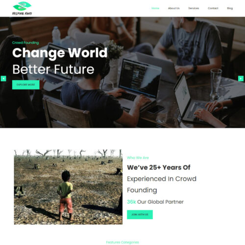 Helping Hand Joomla Template for charity, nonprofit, NGO, crowdfunding, donation, volunteer, and community organization websites