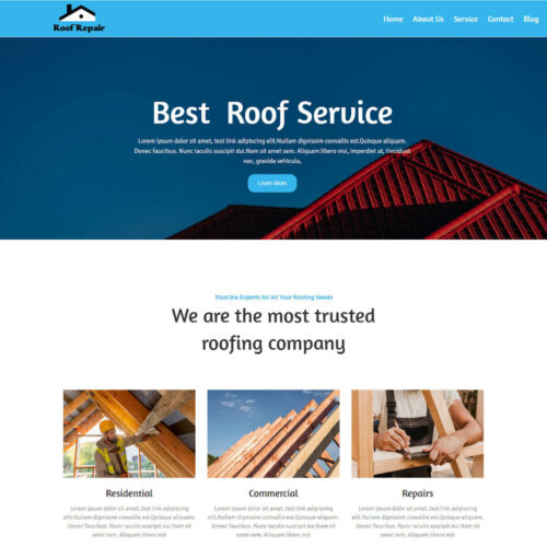 RoofPro Joomla template homepage design for roofing and construction services with modern layout