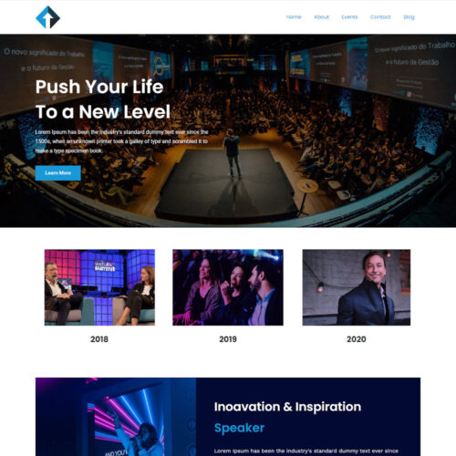 VisionLift Joomla template homepage design for motivational speakers and life coaches with event showcase layout