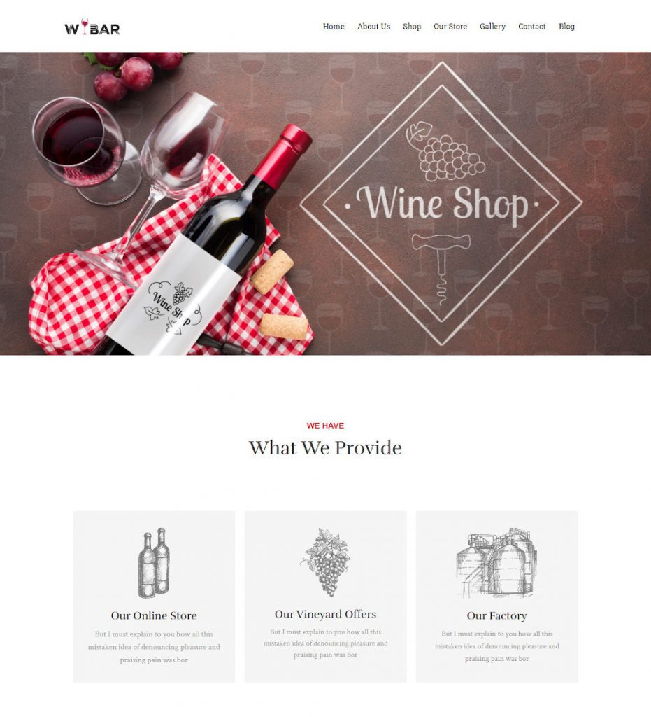 Bar Wine Shop Template - TemplateToaster