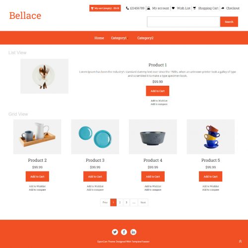 Bellace - Online Crockery Store OpenCart Theme