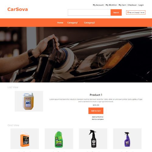 CarSova - Online Car Cleaning Products Store Magento Theme