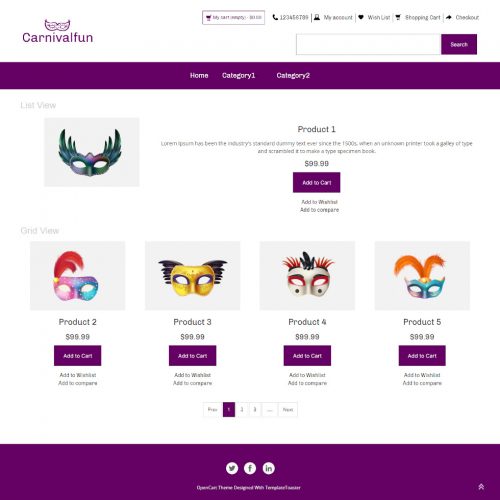 Carnivalfun - Online Carnival Mask Store OpenCart Theme
