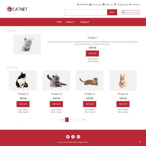 Catnet- Online Cat Store OpenCart Theme