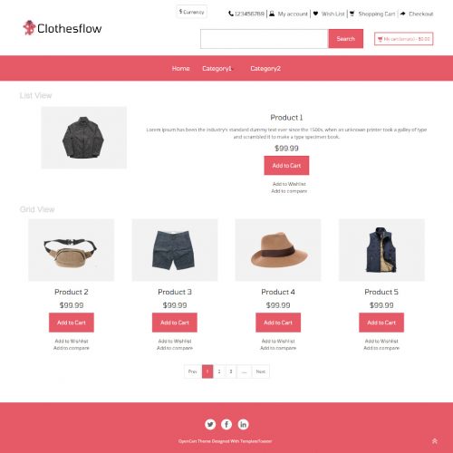 Clothesflow - Online Traveling Clothes Store OpenCart Theme