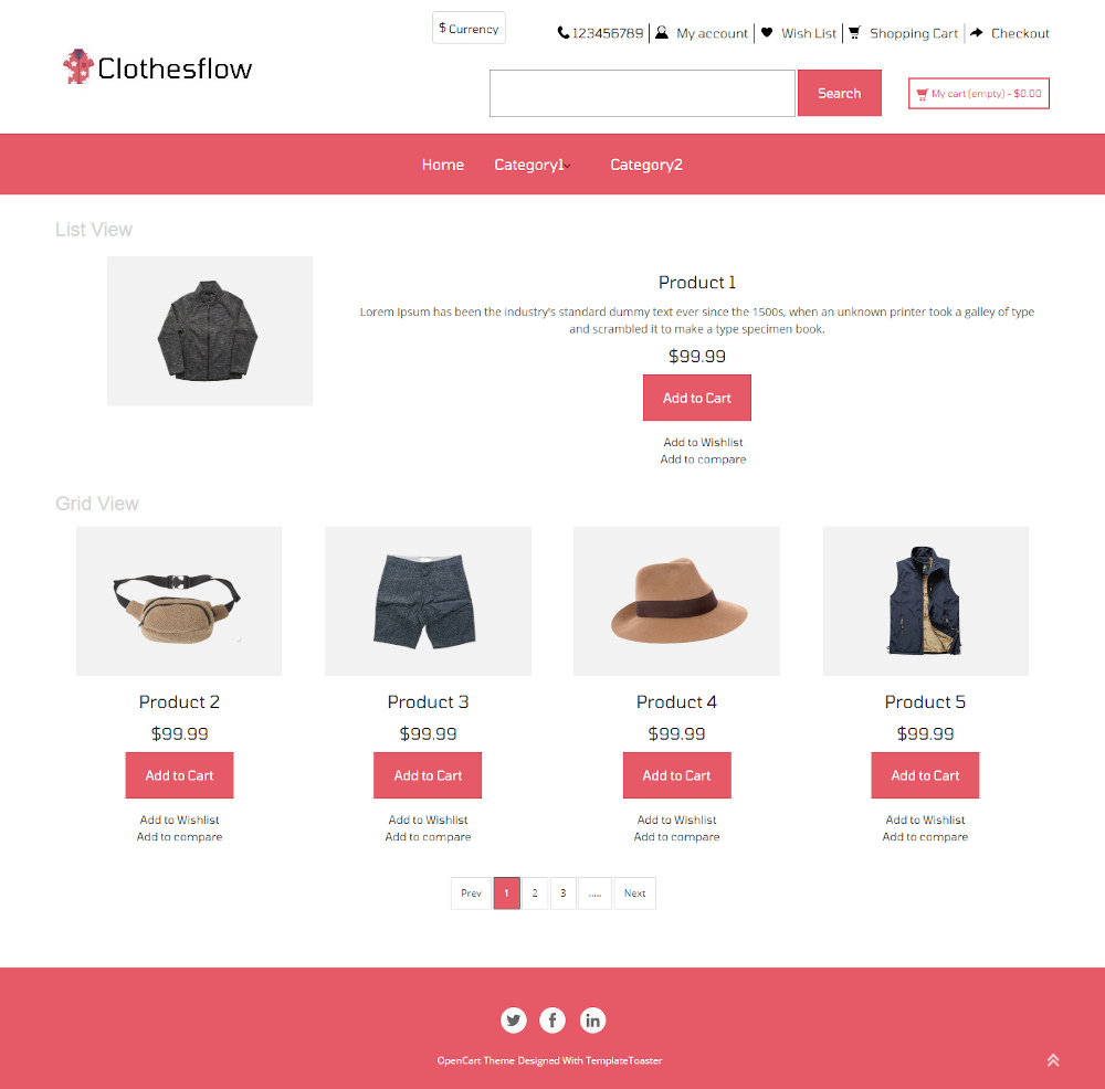 Clothesflow - Online Traveling Clothes Store OpenCart Theme