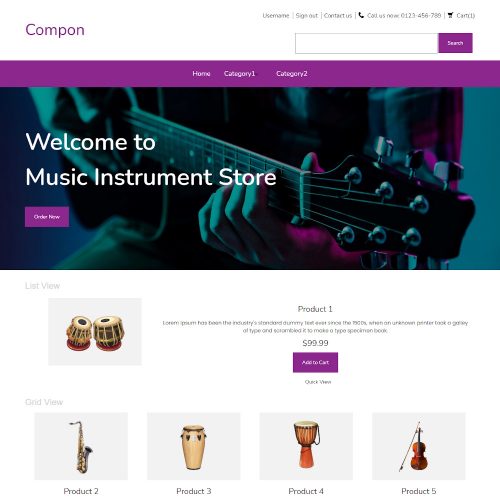 Compon - Online Music Instrument Store PrestaShop Theme