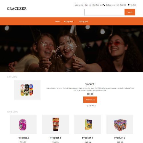 Crackzer - Online Firecracker Store PrestaShop Theme