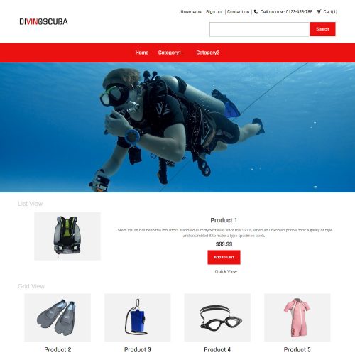 Diving Scuba - Online Scuba Diving Equipment Store PrestaShop Theme